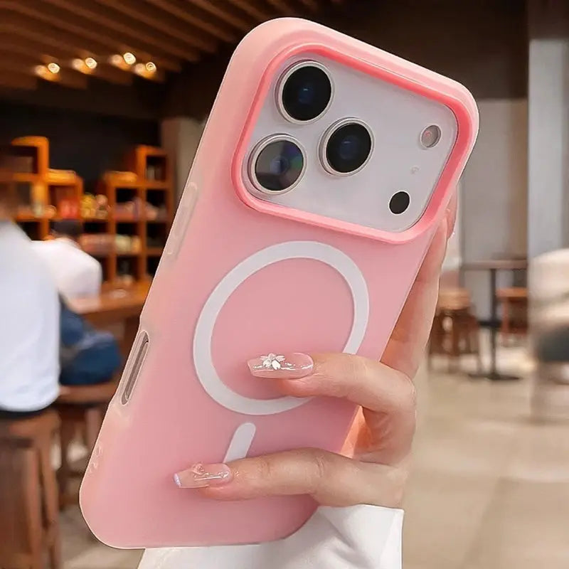 Simples Market pink liquid silicone MagSafe bumper case for iPhone with circular back ring