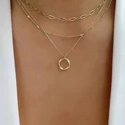 Fashionable Cross Border Round Circle Pendant Necklace Exaggerated Multilayer Versatile Unisex Zinc Alloy Jewelry