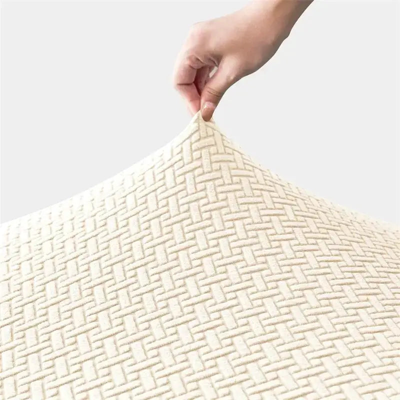 RV dinette cushion covers, 2-pack, polar fleece beige with a textured woven pattern