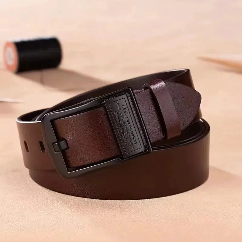 Leather Cowhide Mens Belt With Metal Alloy Pin Buckle Luxury Brand Jeans And Business Casual Waist Strap