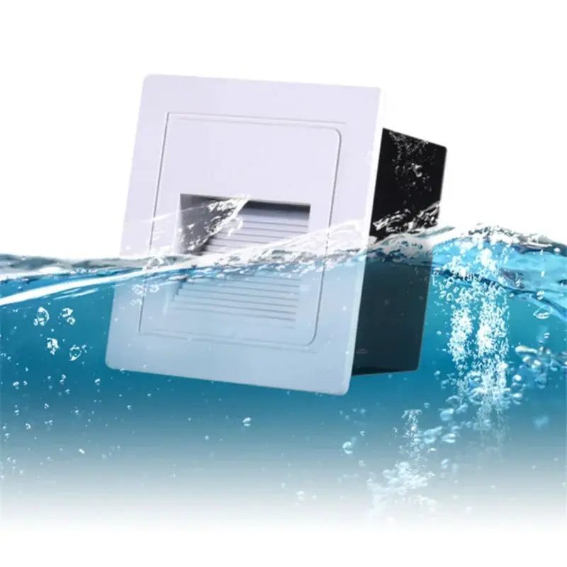 Simples Market LED wall lamp 5W waterproof recessed stair step light with white square faceplate