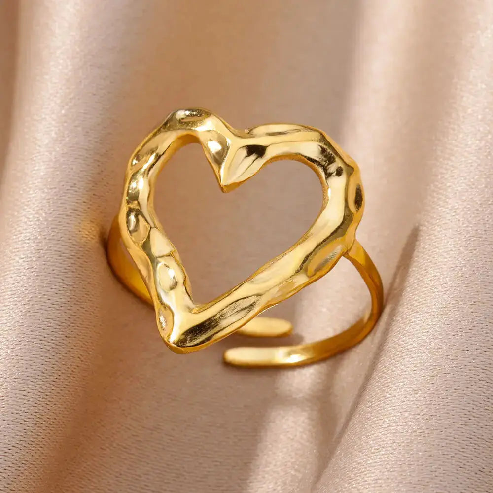 316L Stainless Steel Shell Rings For Women Adjustable Gold Color Little Star Open Rings Jewelry For Weddings Trendy