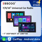 ESSGOO three universal car radios (7/9/10-inch) with Android Auto, CarPlay, GPS and WiFi