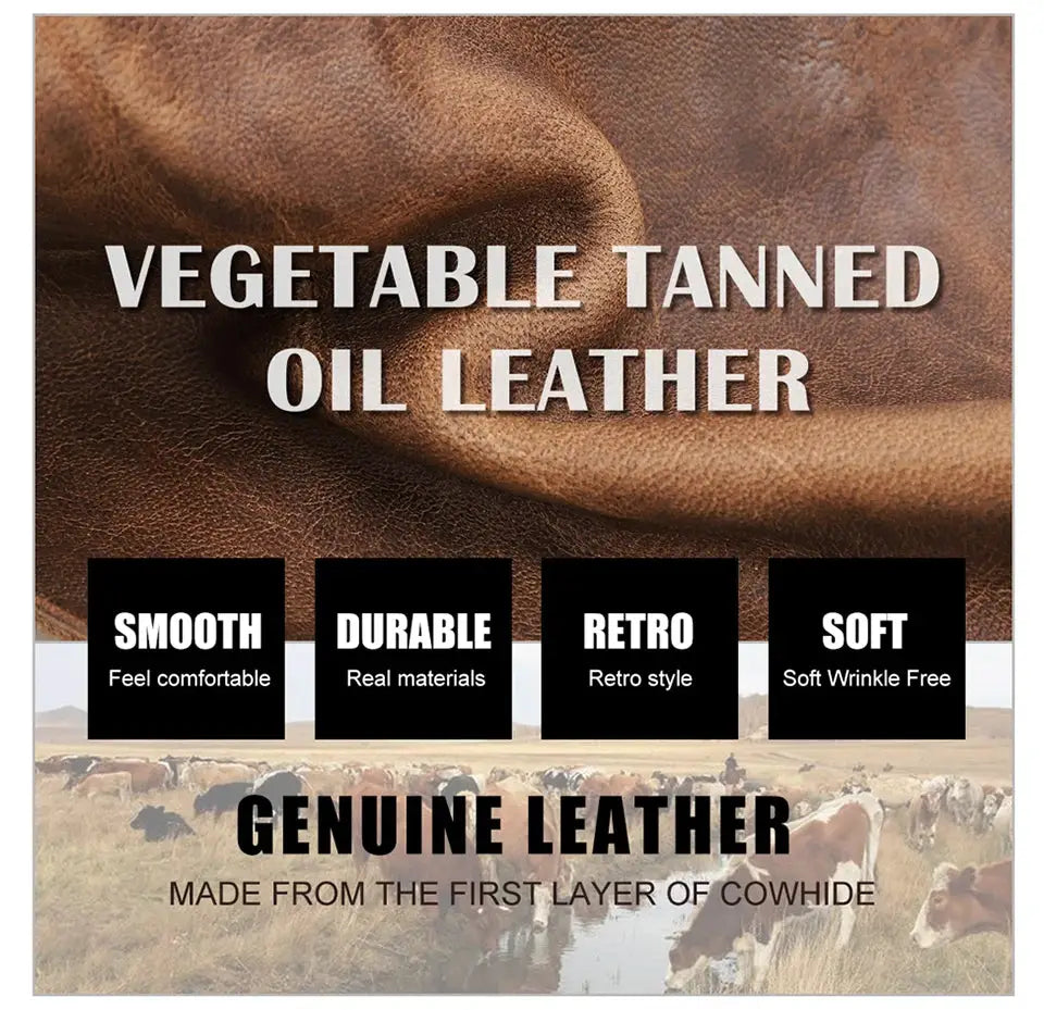 Simples Market brown vegetable-tanned cowhide leather men’s tri-fold wallet with zip coin pocket
