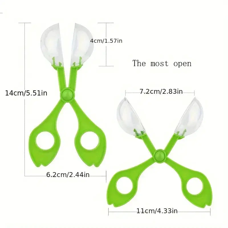 Color Bubble large bead clip insect-catching tool set, 5Pcs, 2 green plastic scissors with clear scoops, Simples Market