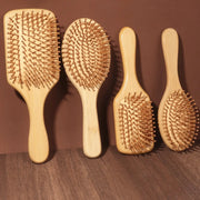 Natural Bamboo Paddle Comb With Air Cushion Anti Static Tangle Free Scalp Massage For Real Hair Wigs