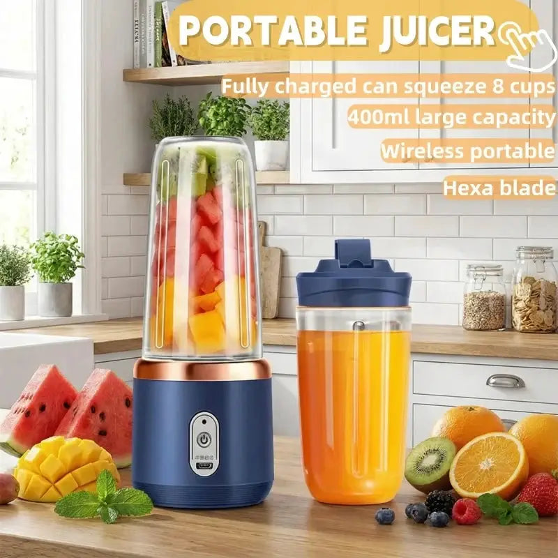 Portable 400ML Electric Juicer And Blender Milkshake Maker Double Cup