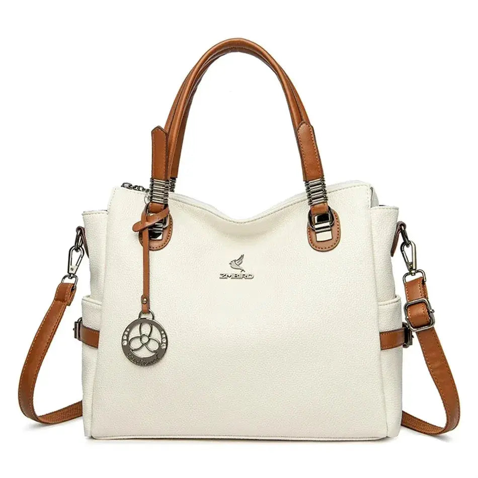 NobleGrace Soft Leather Luxury Handbag Women Triple Layer Tote Large Capacity Shoulder And Crossbody Bag