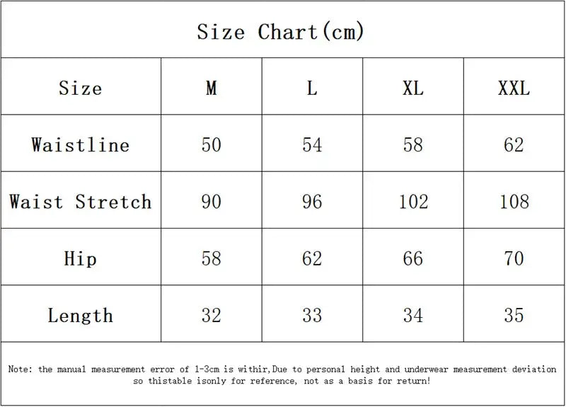 Simples Market Flarixa ultra-thin ice silk panties size chart with M–XXL waist, hip, and length.