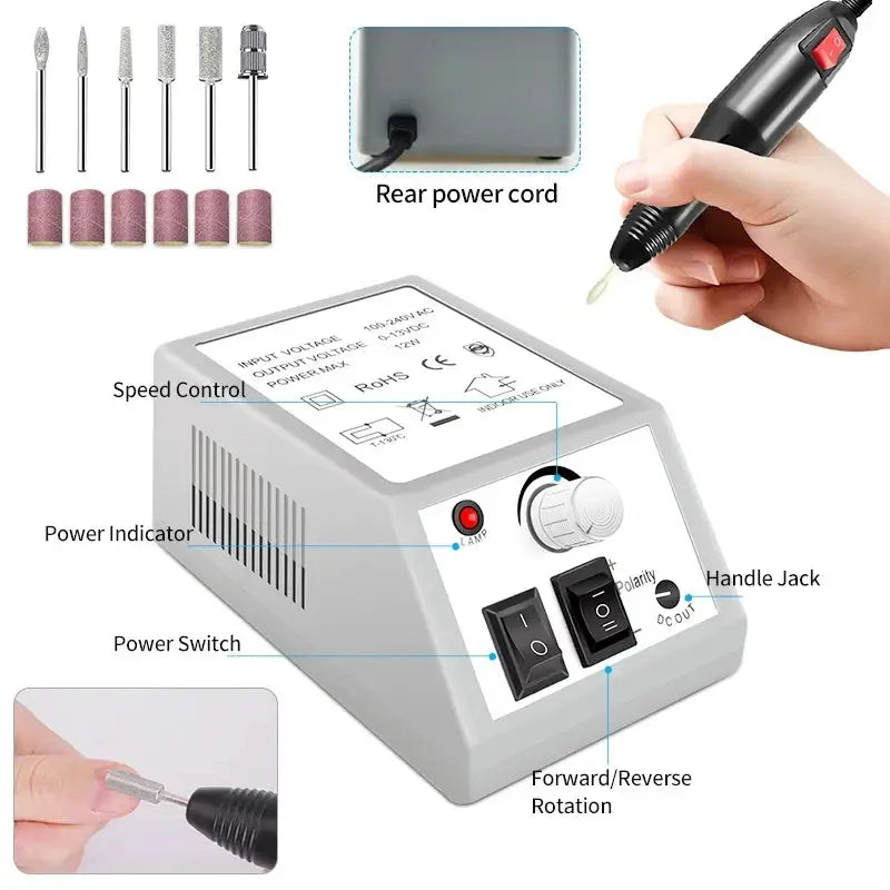 Nail Gel Kit with LED Nail Light and Drill by Simples Market, includes assorted drill bits and sanding bands
