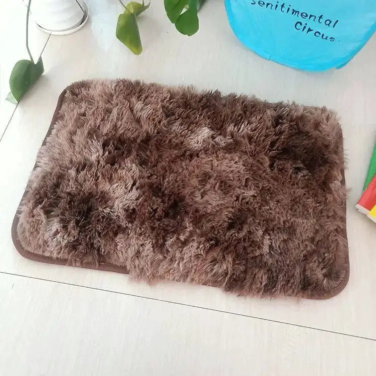 VIKAMA 1PC shaggy brown rug mat by Simples Market, silk-wool texture, washable non-slip surface