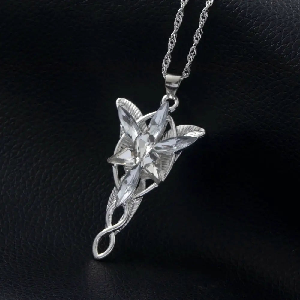 Arwen Evenstar necklace by Simples Market, silver-tone chain with clear crystal star pendant for women