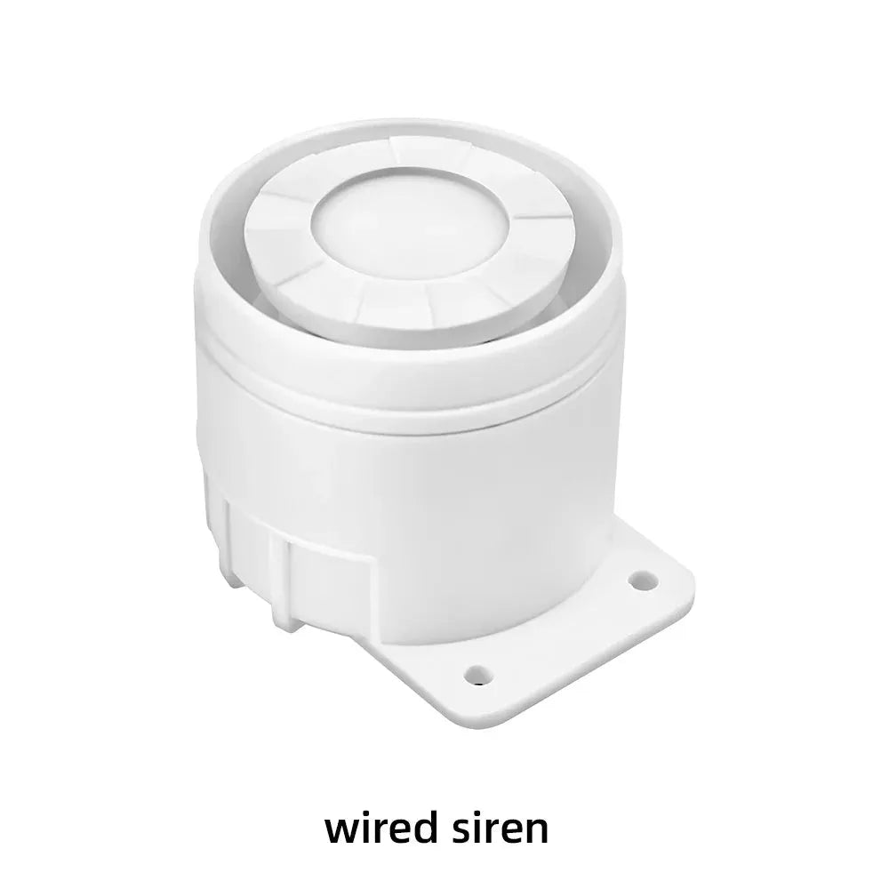 KERUI wired siren, white wall-mount security alarm unit