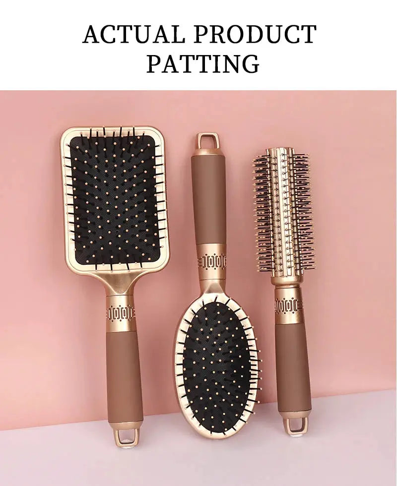 Simples Market haircare detangling brush set with 3 rose-gold brushes for dry or wet curly hair