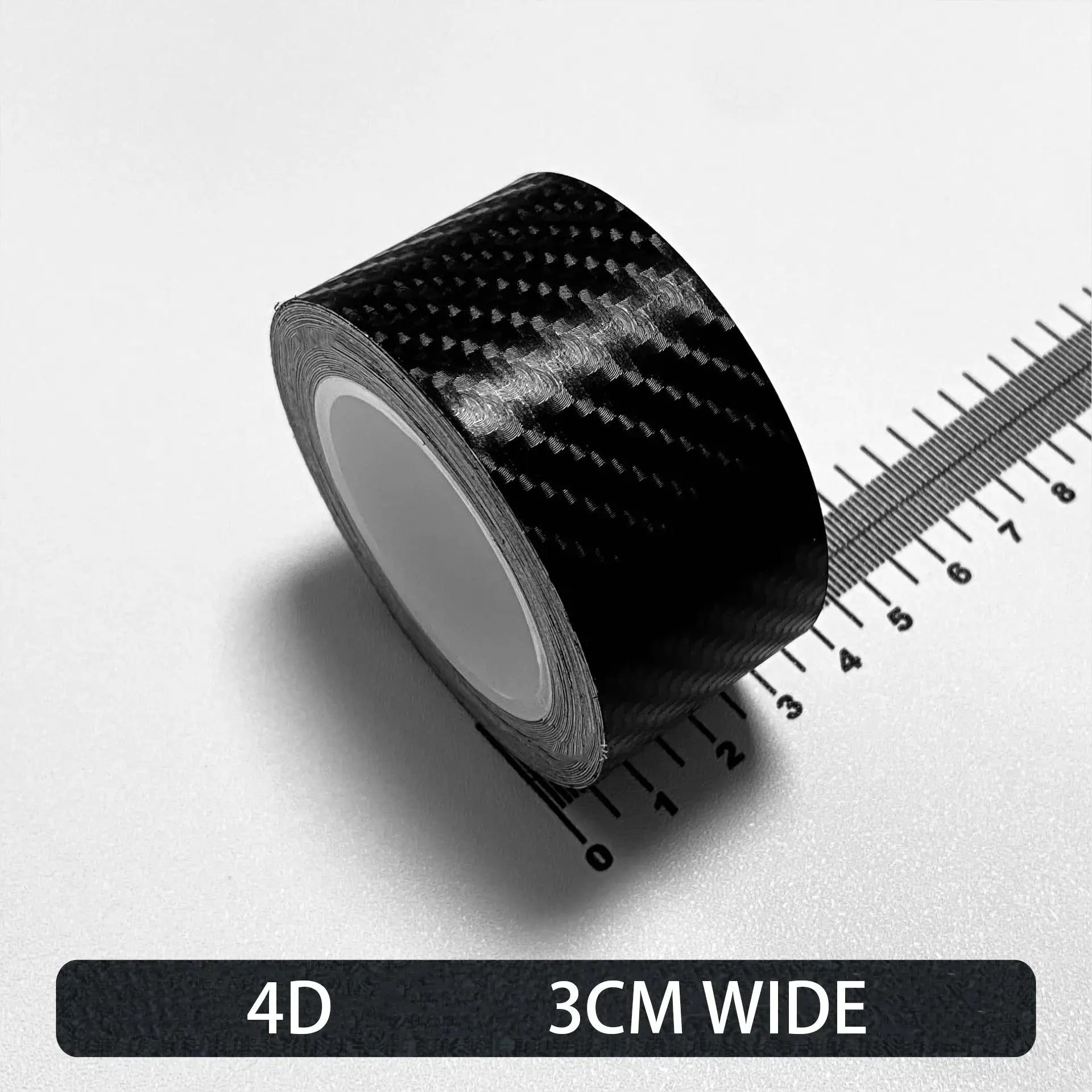 Carbon fiber automotive adhesive tape roll, matte black 3D vinyl car film, 3 cm wide