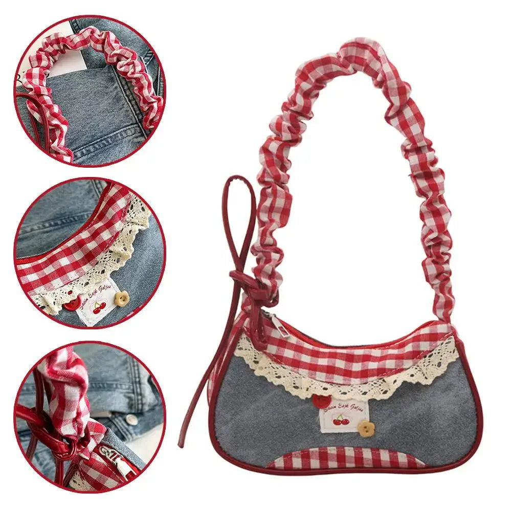 Fashion Grid Mini Handbag With Adjustable Shoulder Strap For Crossbody Or Handheld Use For Everyday Commute