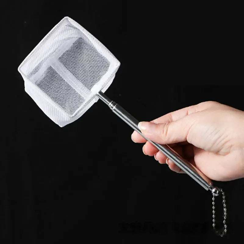 Aquarium Square Fishing Net With Suction Cup And Extendable Long Handle For Safe Catching Fish And Shrimp