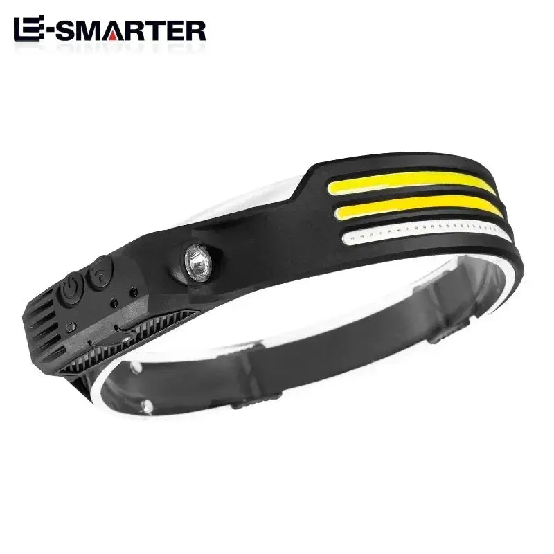 TrailTech Rechargeable LED Headlamp With Built In Battery 6 Modes Motion Sensor COB Sensor Waterproof