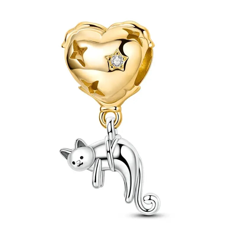 925 Sterling Silver Gold DIY Charms Beads Inlaid Zirconium Sun Leopard Pendants Fit Bracelet For DIY Jewelry Making
