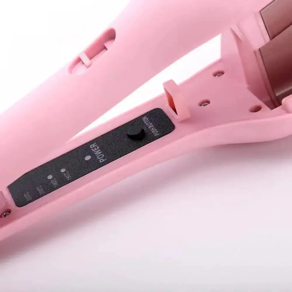 Hair curling iron pink 32mm deep-wave with four temperature settings and fast heating