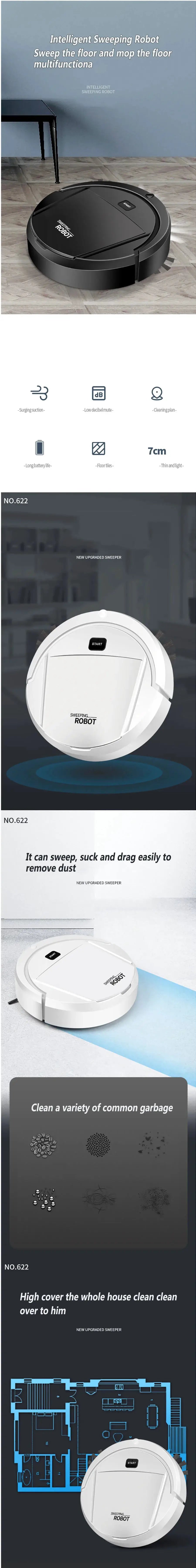 Robot vacuum cleaners by Simples Market; two circular units, black and white, on a wooden floor