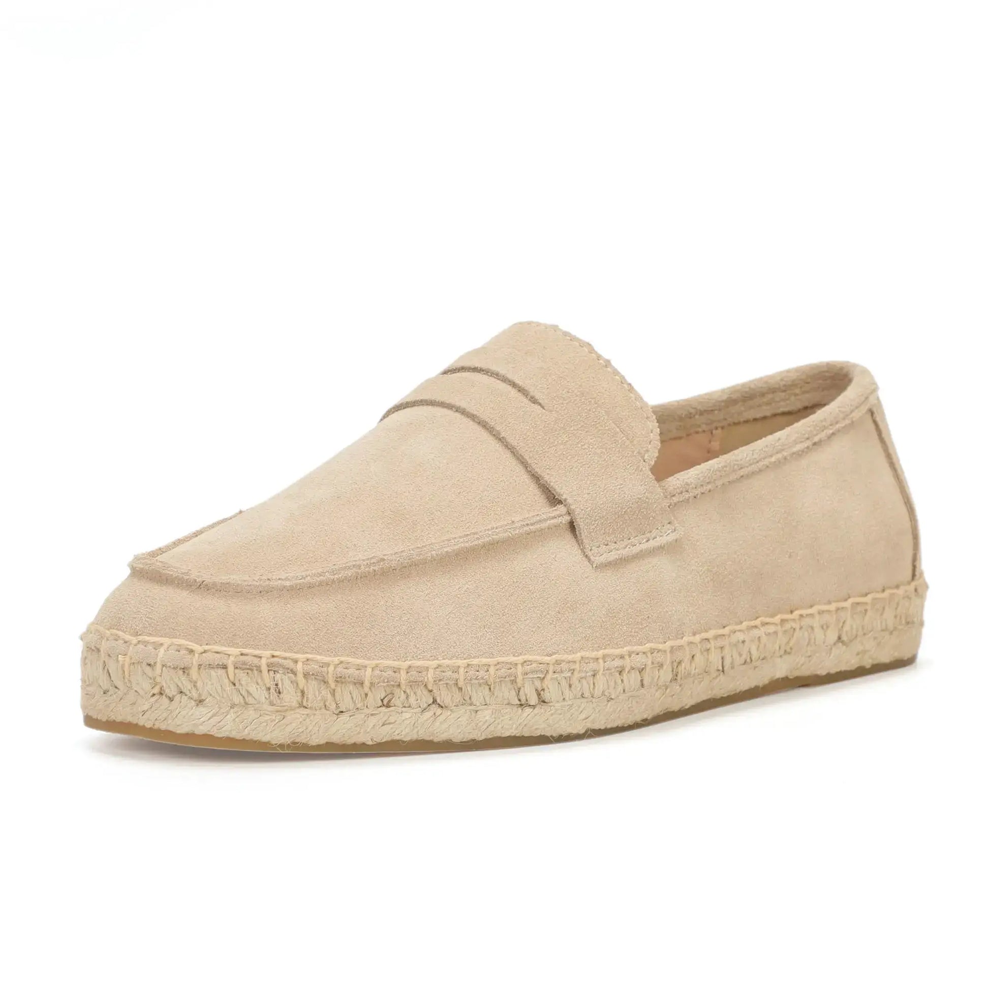 Men's jute espadrille loafers with beige suede upper