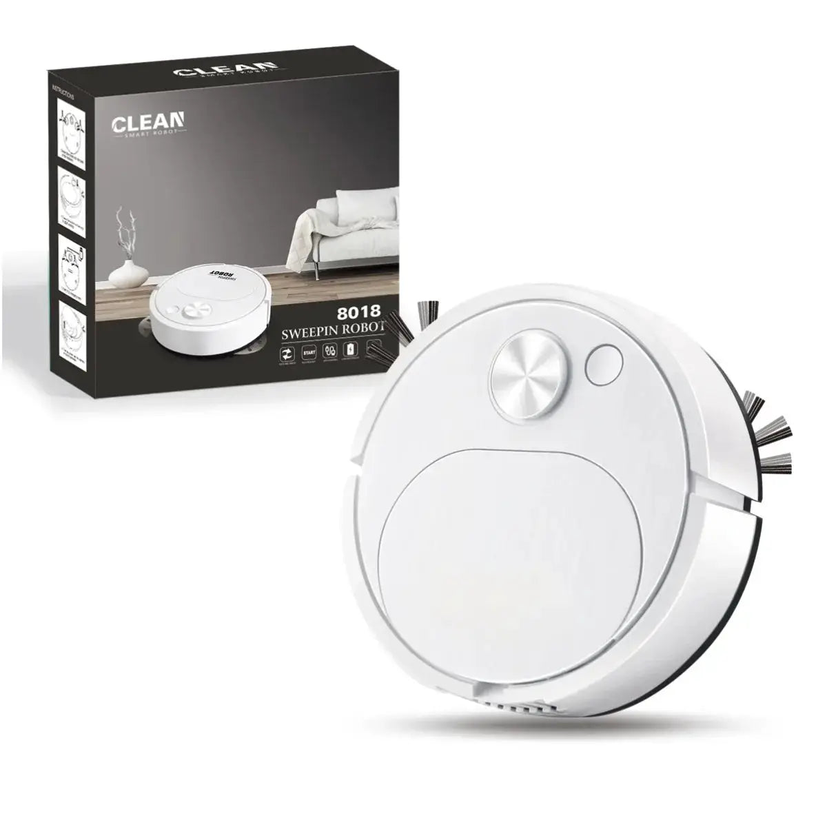 Robot vacuum cleaner by Simples Market, white 3-in-1 USB with mopping, 2-item set