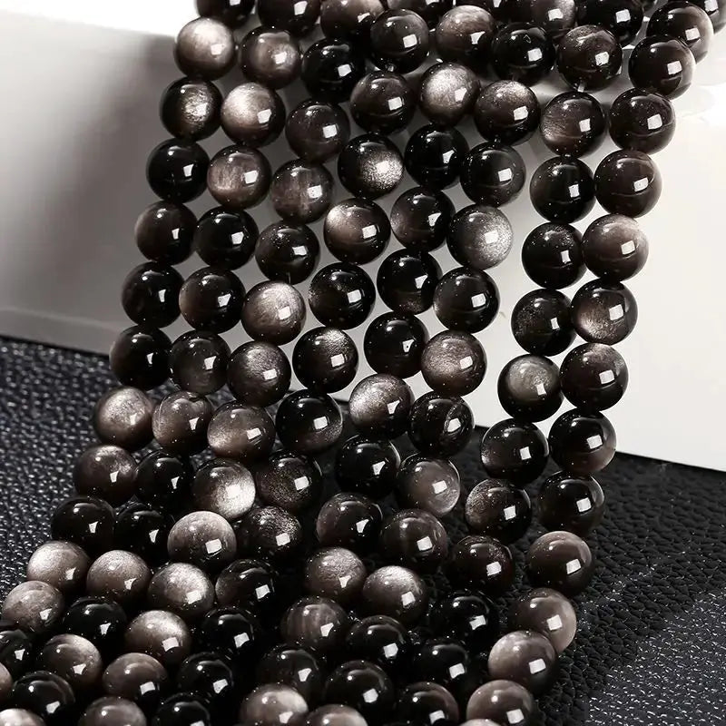 Natural Stone Golden Obsidian Irisation Round Beads 4mm 6mm 8mm 10mm 12mm Spacer Jewelry Making Bracelet Necklace
