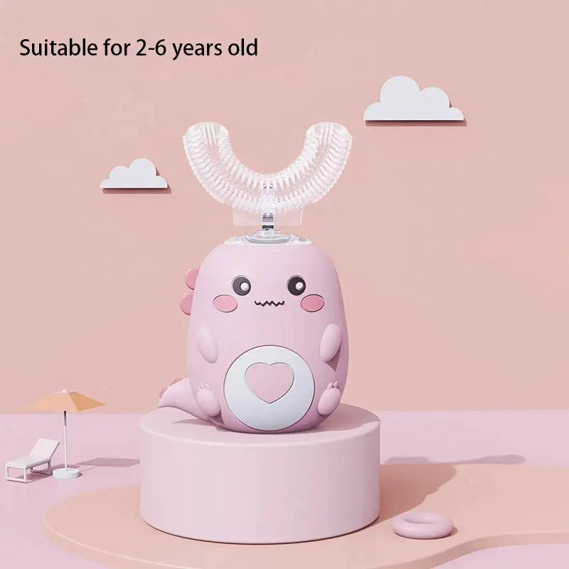 TinySmiles U Shaped Electric Toothbrush For Kids With 360 Degree Smart Cleaning And Soft Silicone Bristles