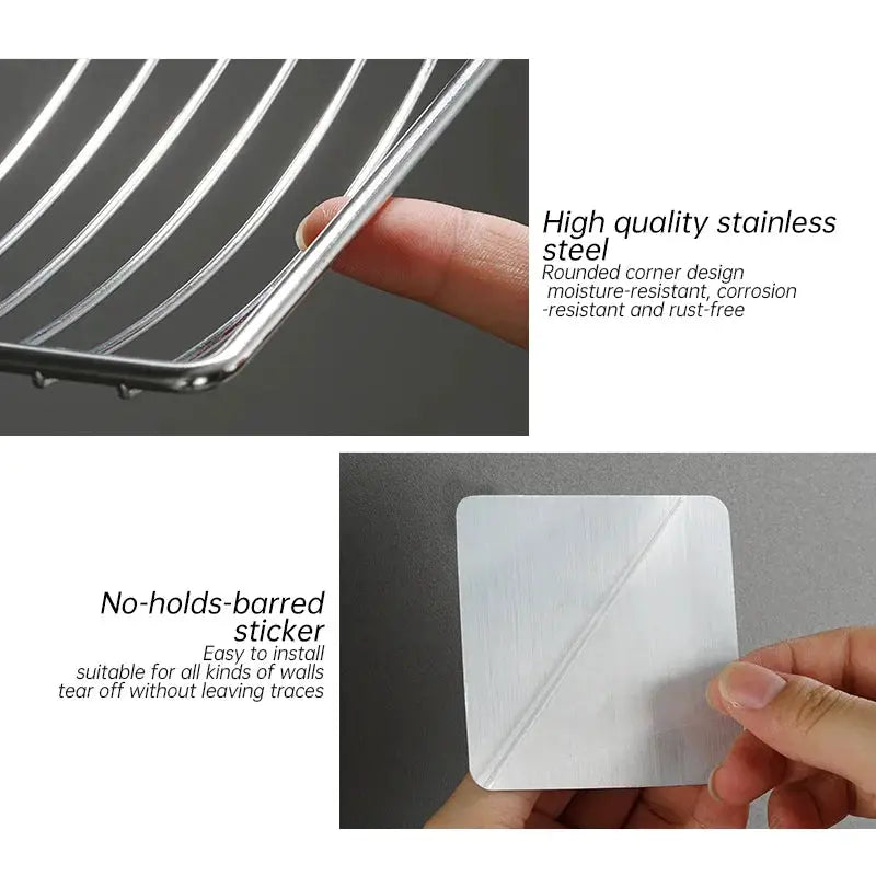 Stainless Steel Soap Rack Wall Mounted Single Layer Drain Punch Free Nail Free Bathroom Shelf