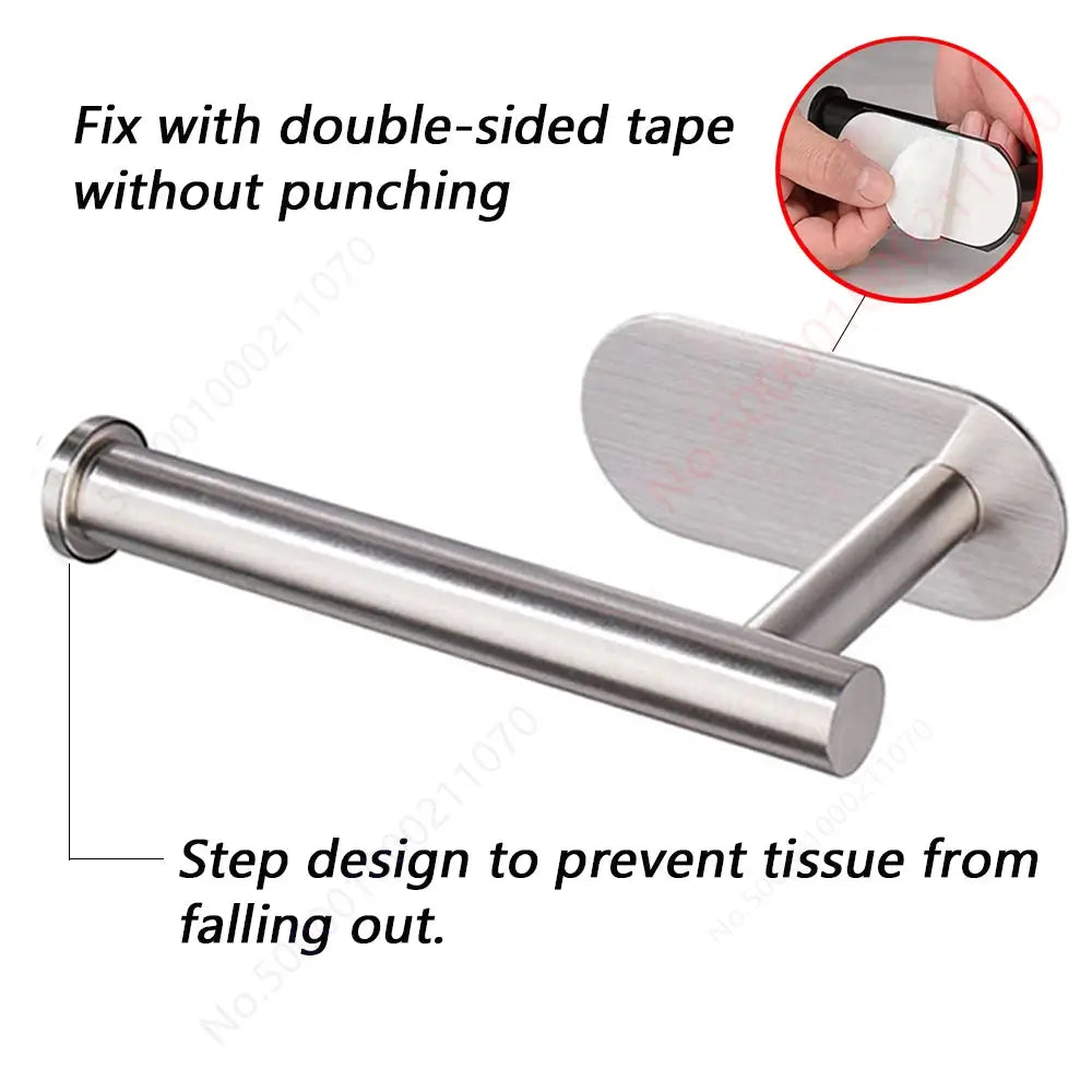 Adhesive Stainless Steel Toilet Paper Rack And Kitchen Towel Holder