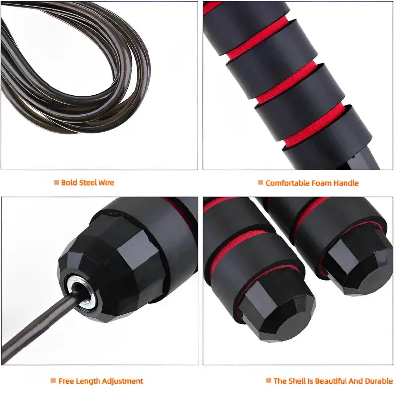 VitalPulse Jump Rope Steel Wire Adjustable Tangle Free Fitness Rope For Cardio Fat Burning And Full Body Toning