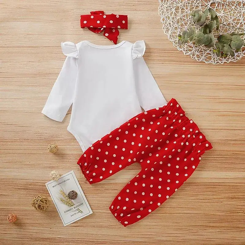 3 Piece Newborn Baby Girl Clothes Set Love Heart Long Sleeve Romper Pant Headband Fashion Outfit For 0 To 18 Months
