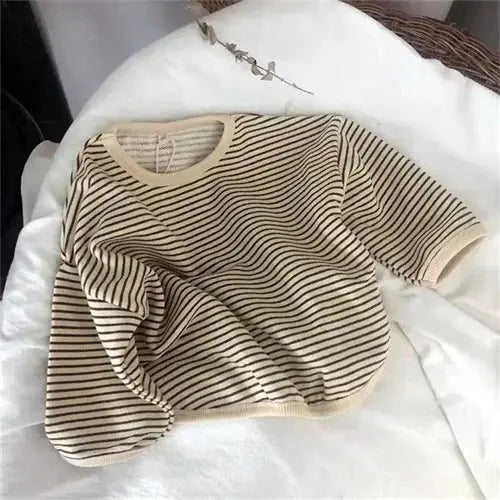 Lawadka Cotton Striped Long Sleeve T Shirt For Kids Boys And Girls Casual Autumn Spring Size 1 To 8T