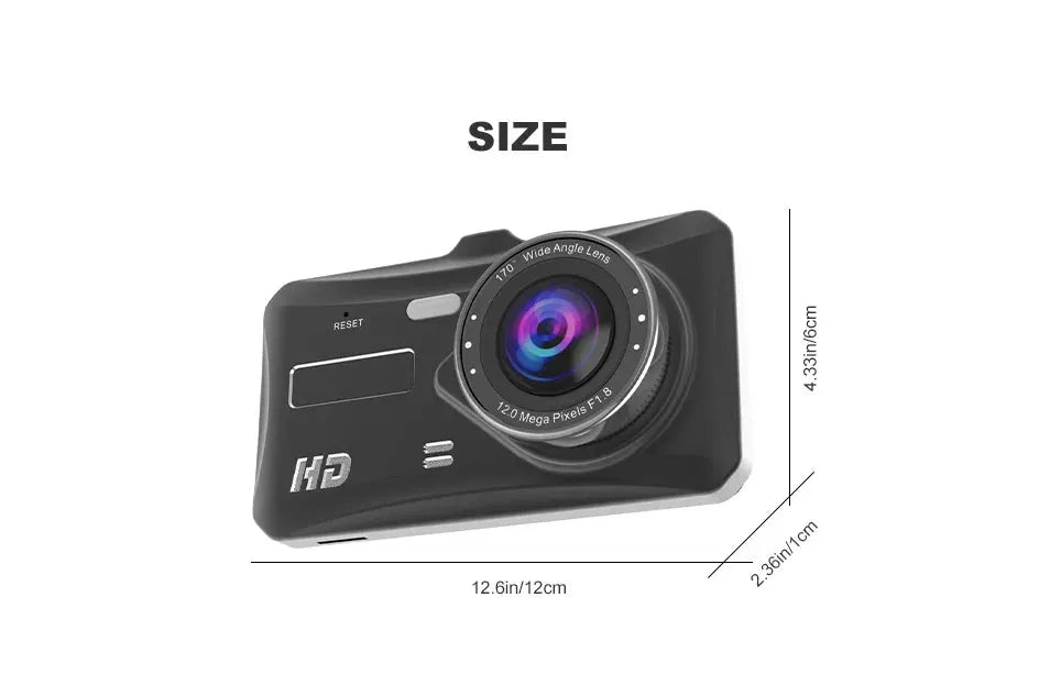 E-ACE 1080P car dash cam, black front-view camera with wide-angle lens and HD label