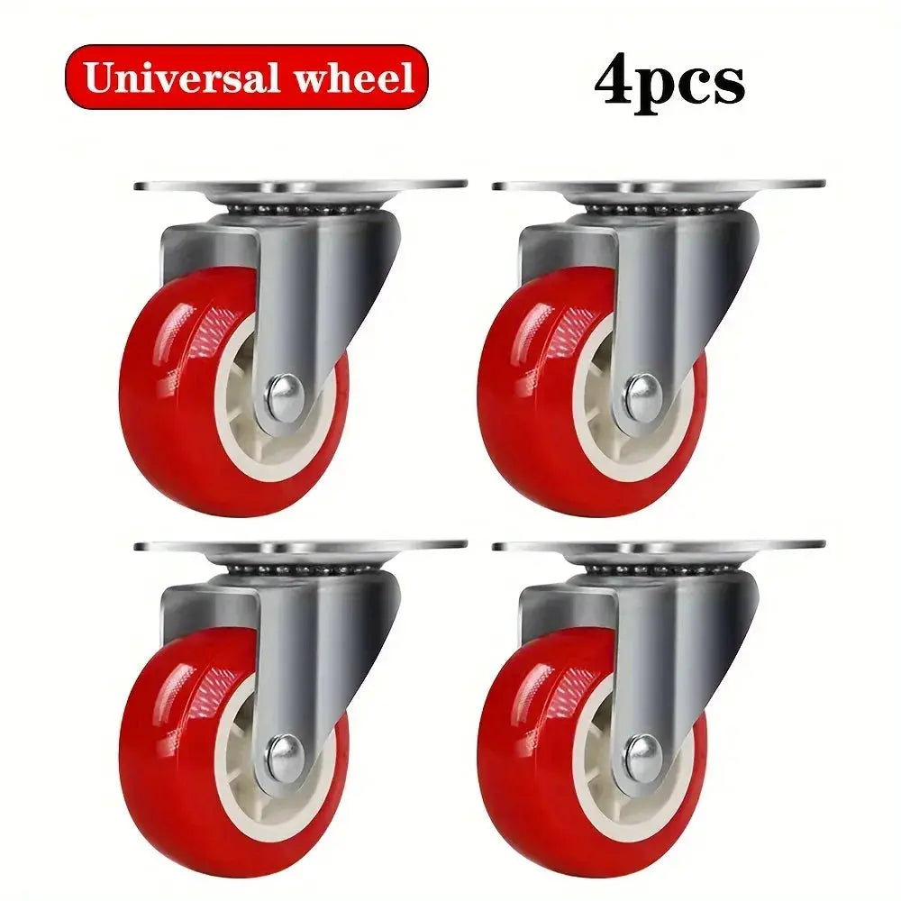 4 Pack PVC Casters 1.97 Inch Universal and Directional Quiet Red Wheels for Wheelbarrows and Furniture Trolleys