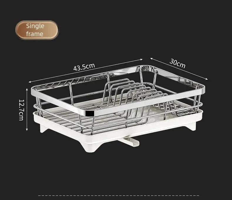 Simples Market stainless steel dish rack with white base for bowls and plates; draining rack, 43.5×30 cm