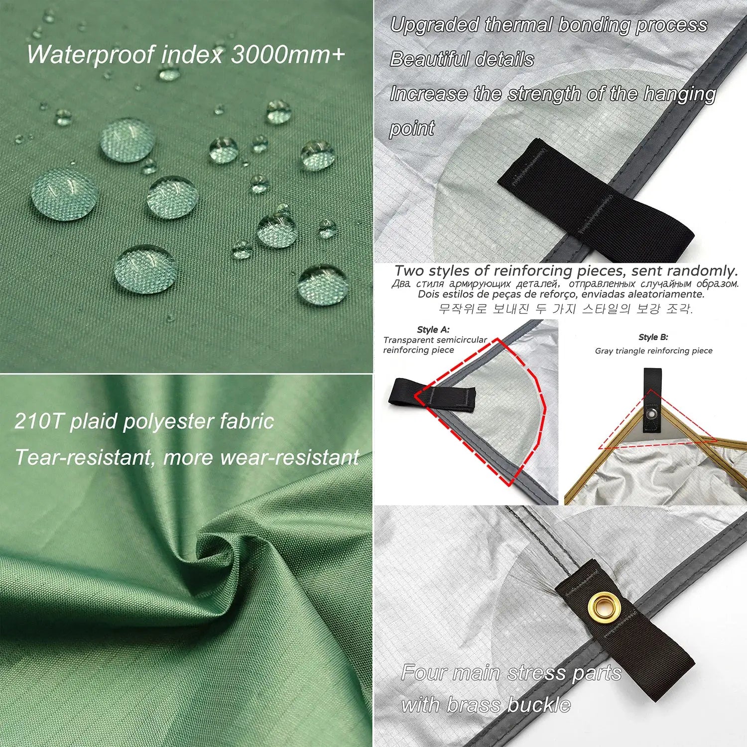 Waterproof Tent Tarp With 19 Hang Points For Outdoor Camping Survival Shelter Sun Shade Awning 4x4 3x3 3x4 Lightweight