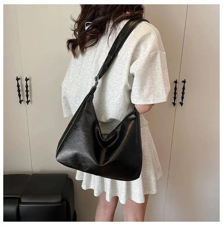 Homefish Leather Commuter Vintage Tote Bag For Women Maillard Style Crossbody Large Capacity PU Leather