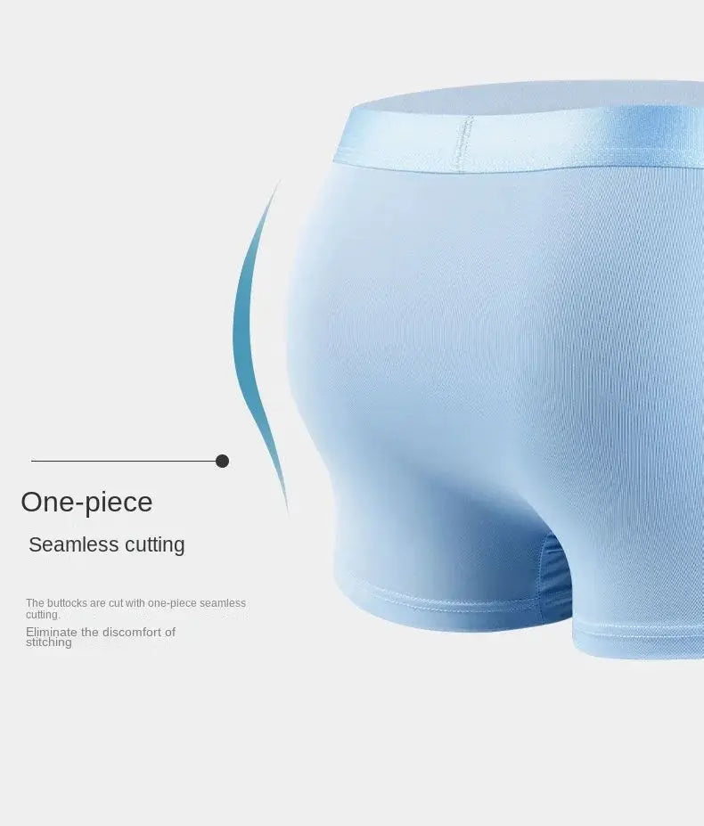 4-pack light-blue men's boxer shorts in ice silk with seamless one-piece cut