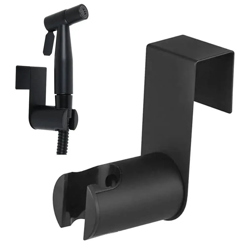 Bidet sprayer holder hook, black stainless steel wall-mount bracket for hand shower
