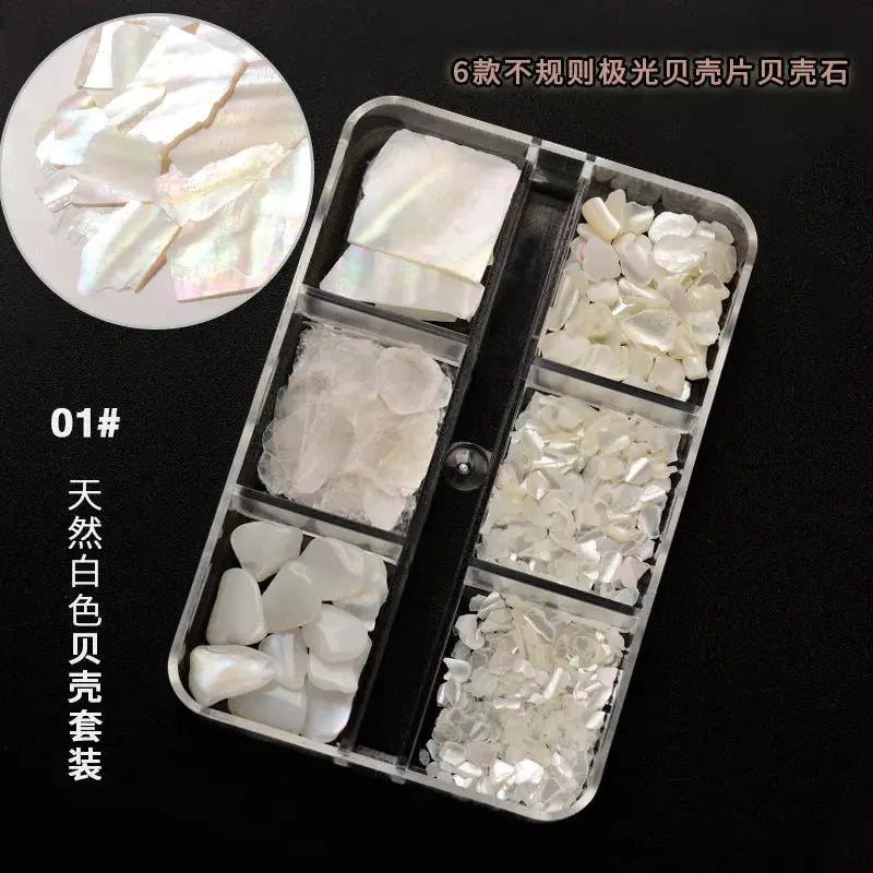 Aurora Abalone Shell Flakes Nail Charms 3D Irregular Slice Sequins Iridescent Natural Shell Shimmers For Nail Art