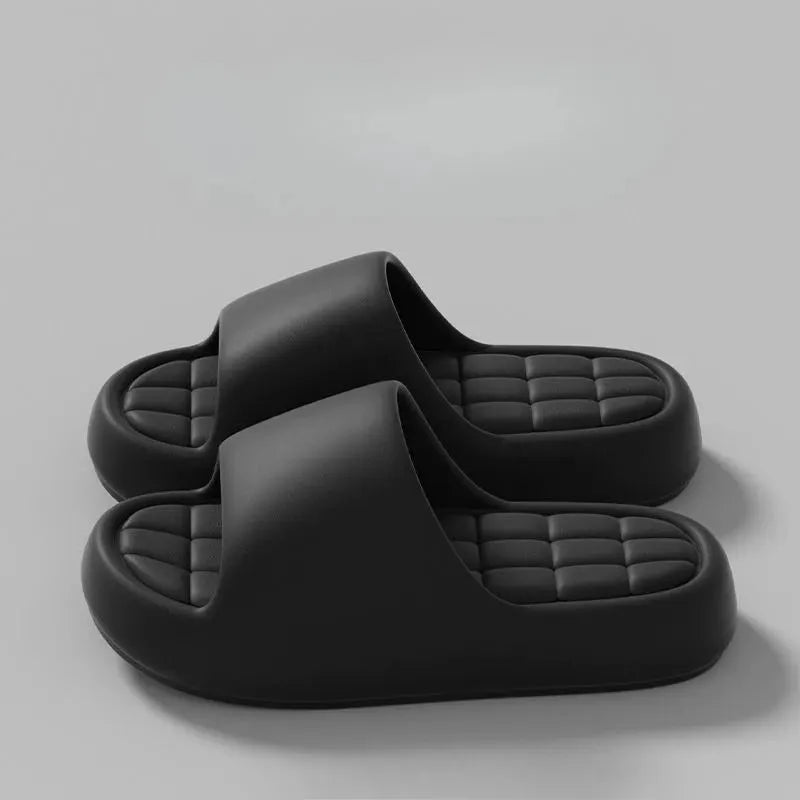 Unisex Cloud Cushion Slides With Thick Platform And Non Slip Sole Indoor Slippers For Summer Comfort