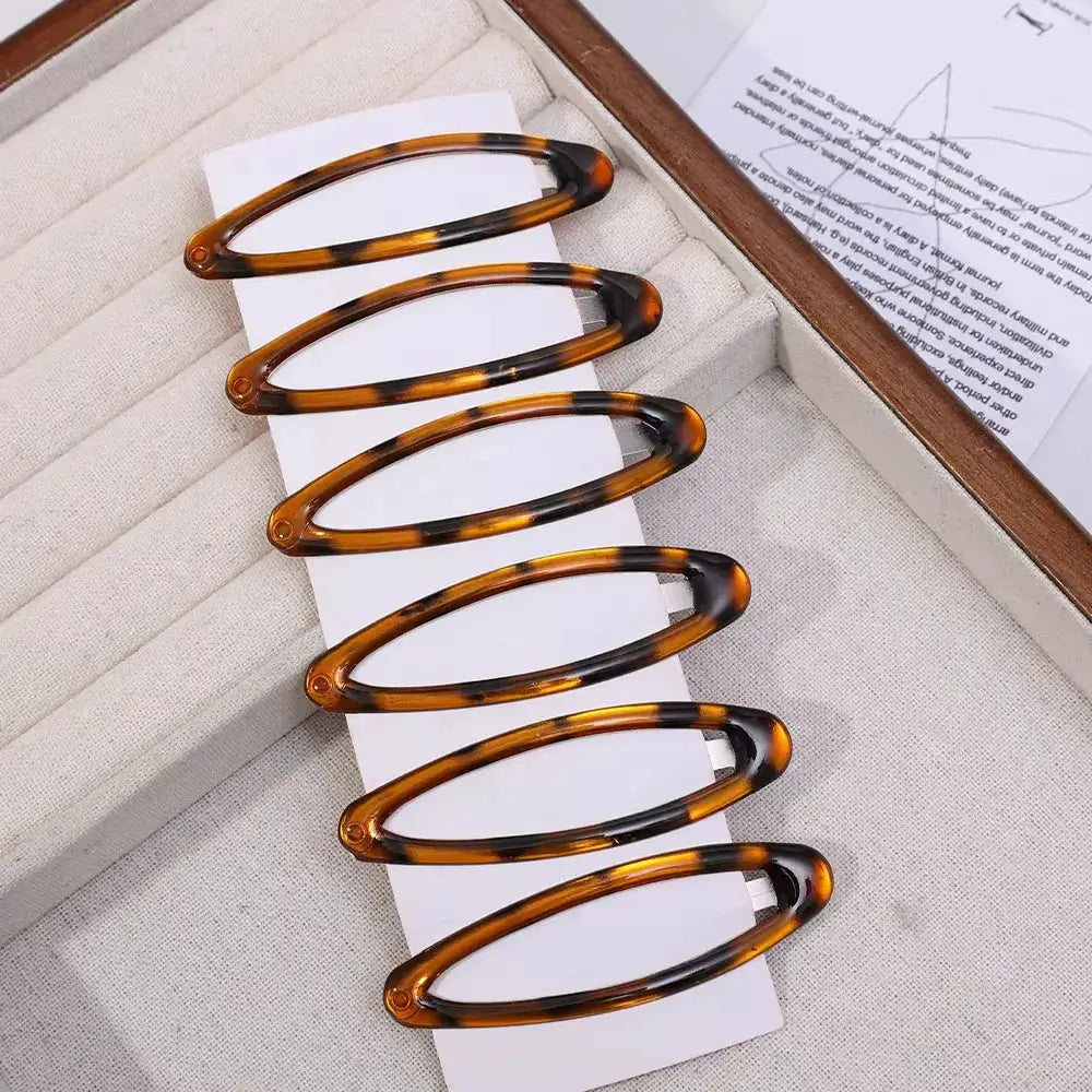 Leopard Print Hair Clips Vintage Y2K Oval Alloy Drip Clamp Hair Accessories For Women And Students