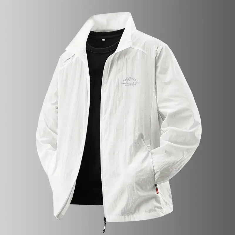 Simples Market 2025 men's summer sun protection jacket, ultra-light white, breathable UV-proof coat