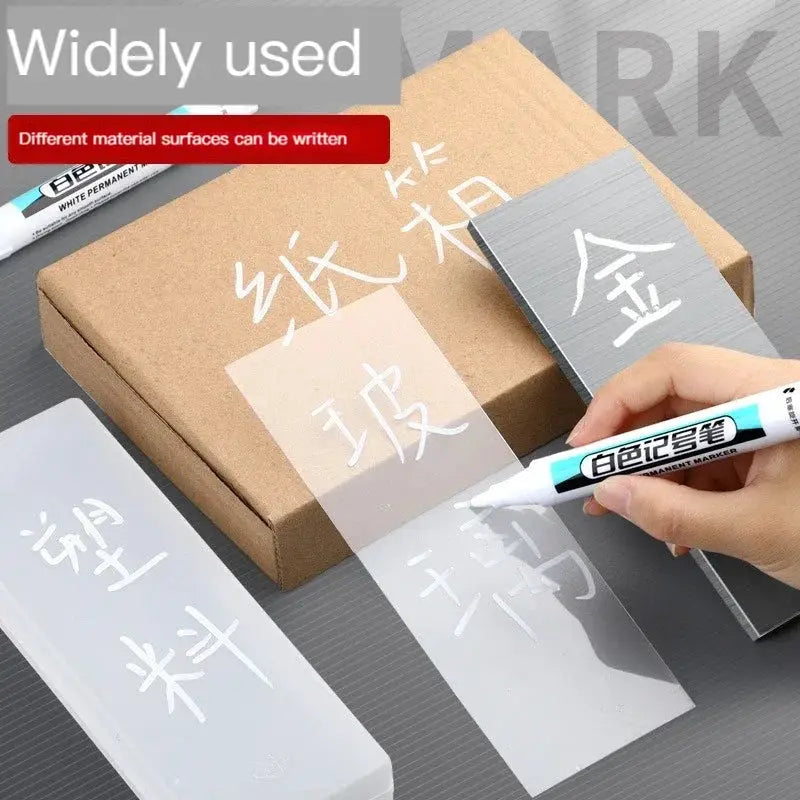White permanent paint pen set (1/3/4 pcs) for wood, rock, plastic, leather, glass, stone, metal, canvas, ceramic 0.7mm