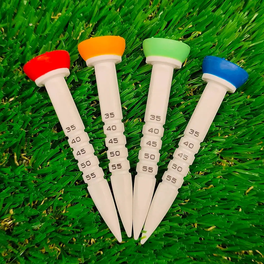 4 Pieces Adjustable Height 33 to 55mm Rubber Golf Tee Training Accessories for Practice and Swing Drills