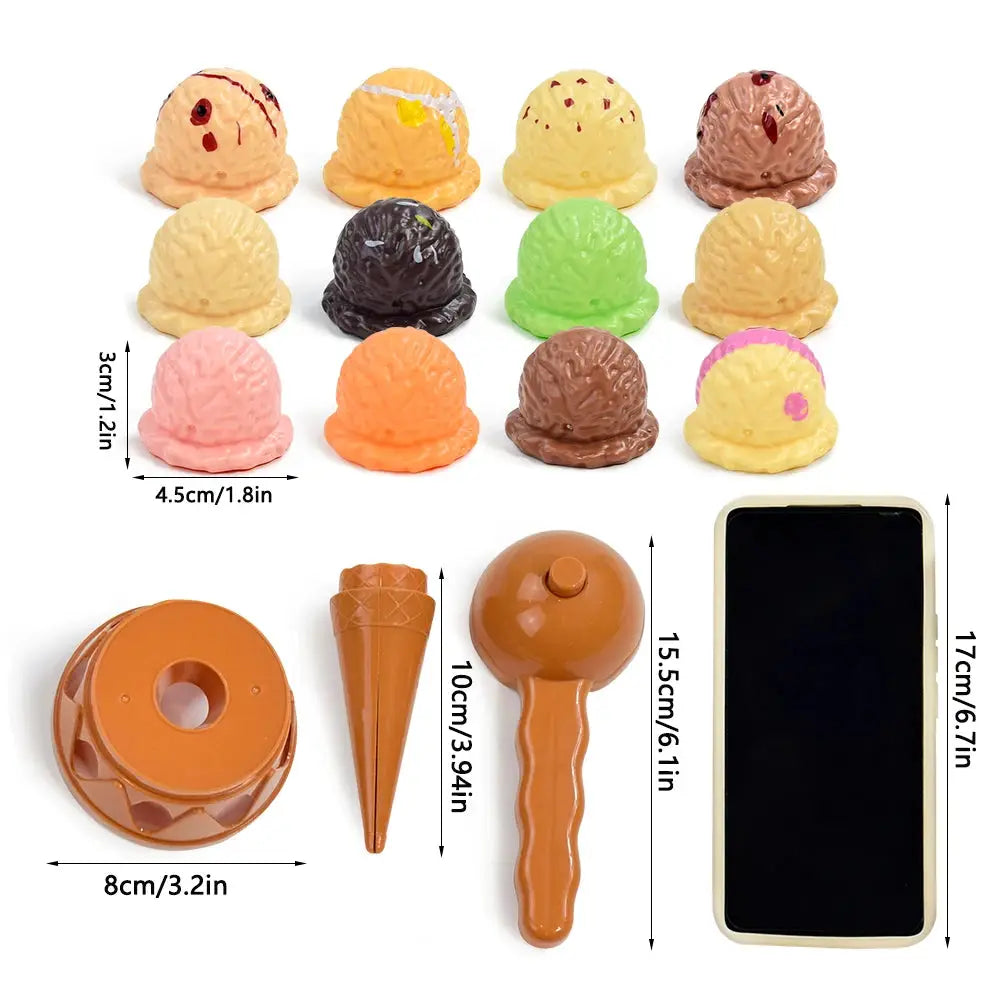 Children Simulation Food Kitchen Toy Ice Cream Stack Up Play Set For Kids Pretend Play Educational Toy Gift