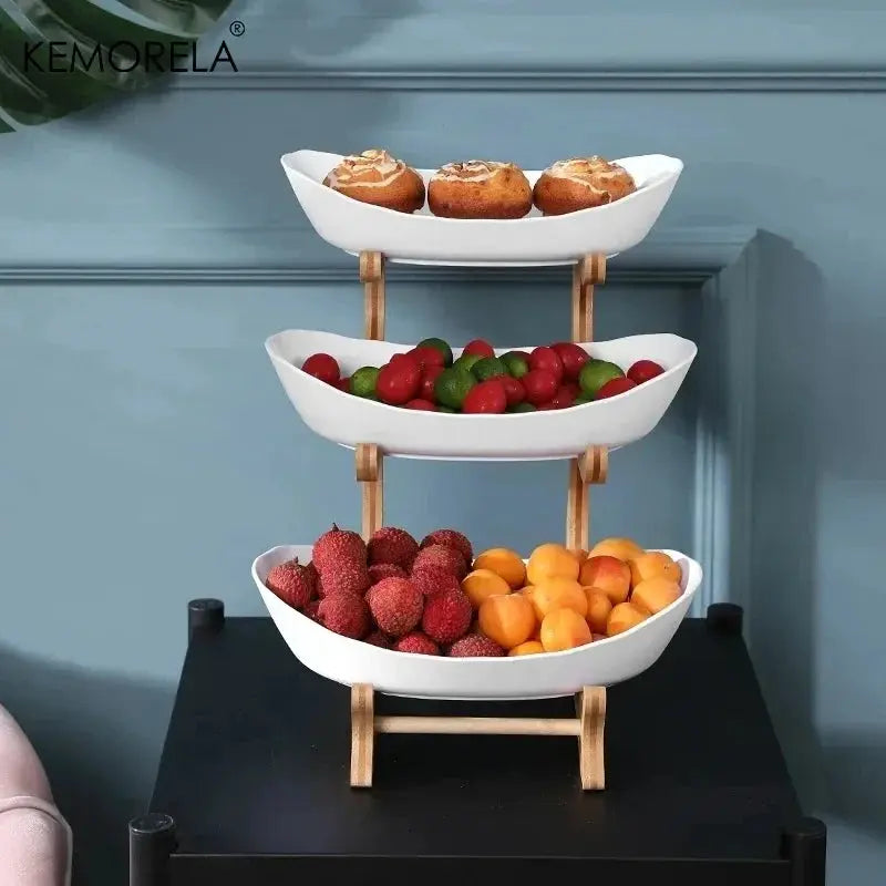 2/3 Layer Fruit Plate Multi Tier Plastic Snack Dish Living Room Modern Dried Fruit Basket Cake Stand Salad Bowl