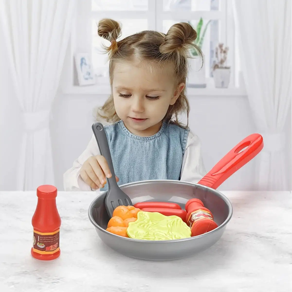 8 Piece Children Kitchen Food Toy Set Pretend Play Cookware With Steak Vegetables Bread Hot Dog Omelette Gift For Kids